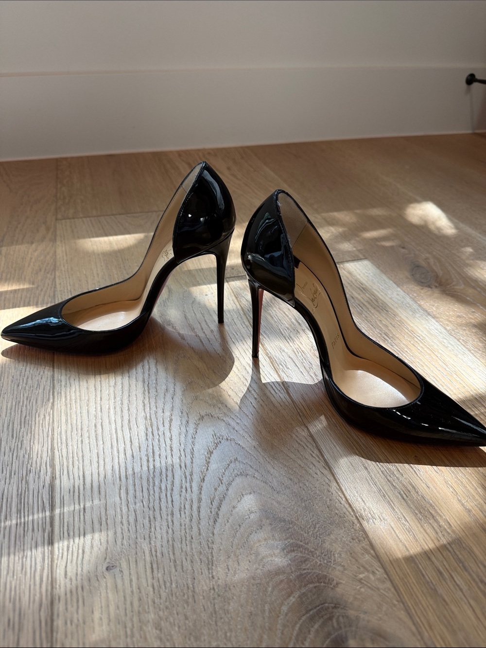 Christian Louboutin Iriza 100mm Black Patent Pointed Stiletto Pumps